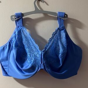 Glamorise 48F 48DDD front close lilac Blue Lace Bra gk788 EUC